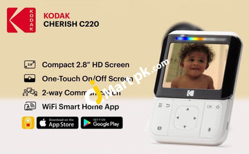 Kodak Cherish C220 Smart Video Baby Monitor 2.8 Hd Screen & Mobile App Cordless Hi-Res Camera Wifi